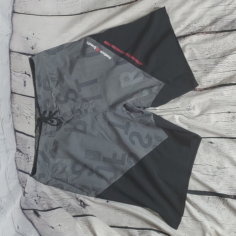 Reebok Gray and Black Men's Swim Board Shorts